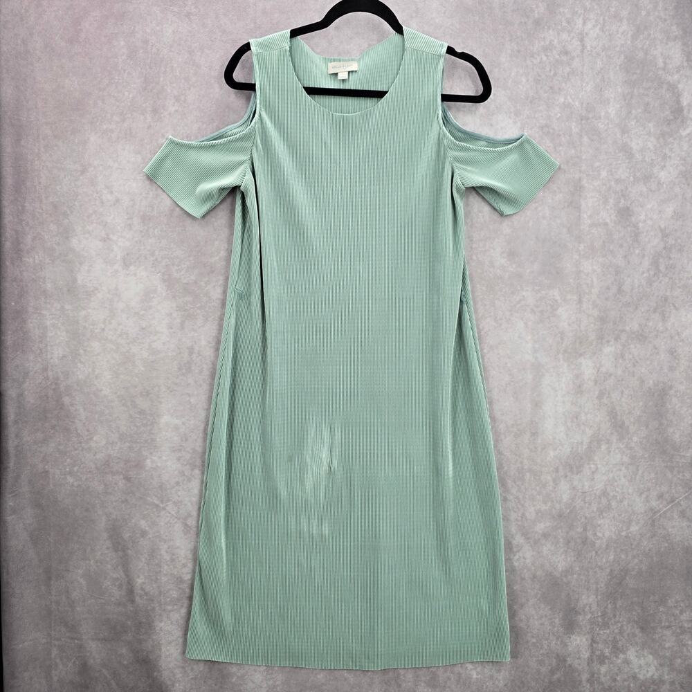 Belle Sky Green Mint Pleated Cold Short Shoulder Knee Length‎ Boho Dress Large